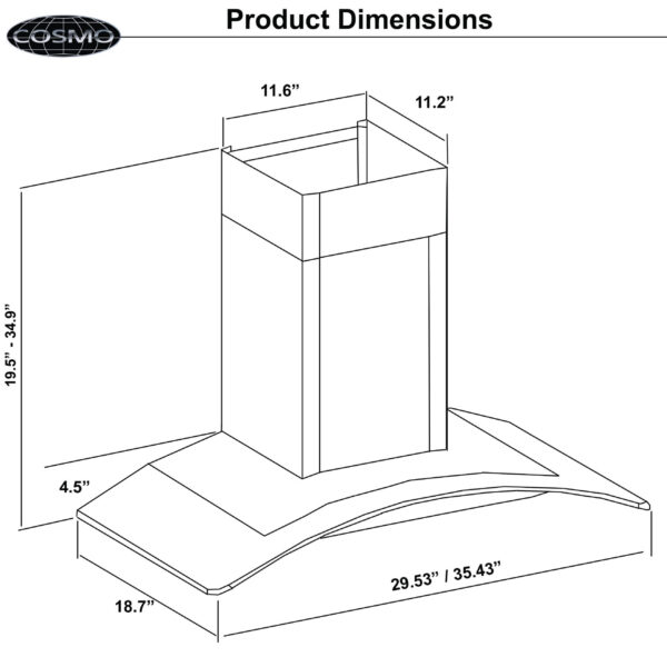 30 in. Wall Mount Range Hood Cosmo Appliances (COS668A750)