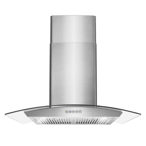 30 in. 380 CFM Ducted Wall Mount Glass Canopy Range Hood with Push Button Controls, Permanent Filters, and LED Lighting (COS-668A750)