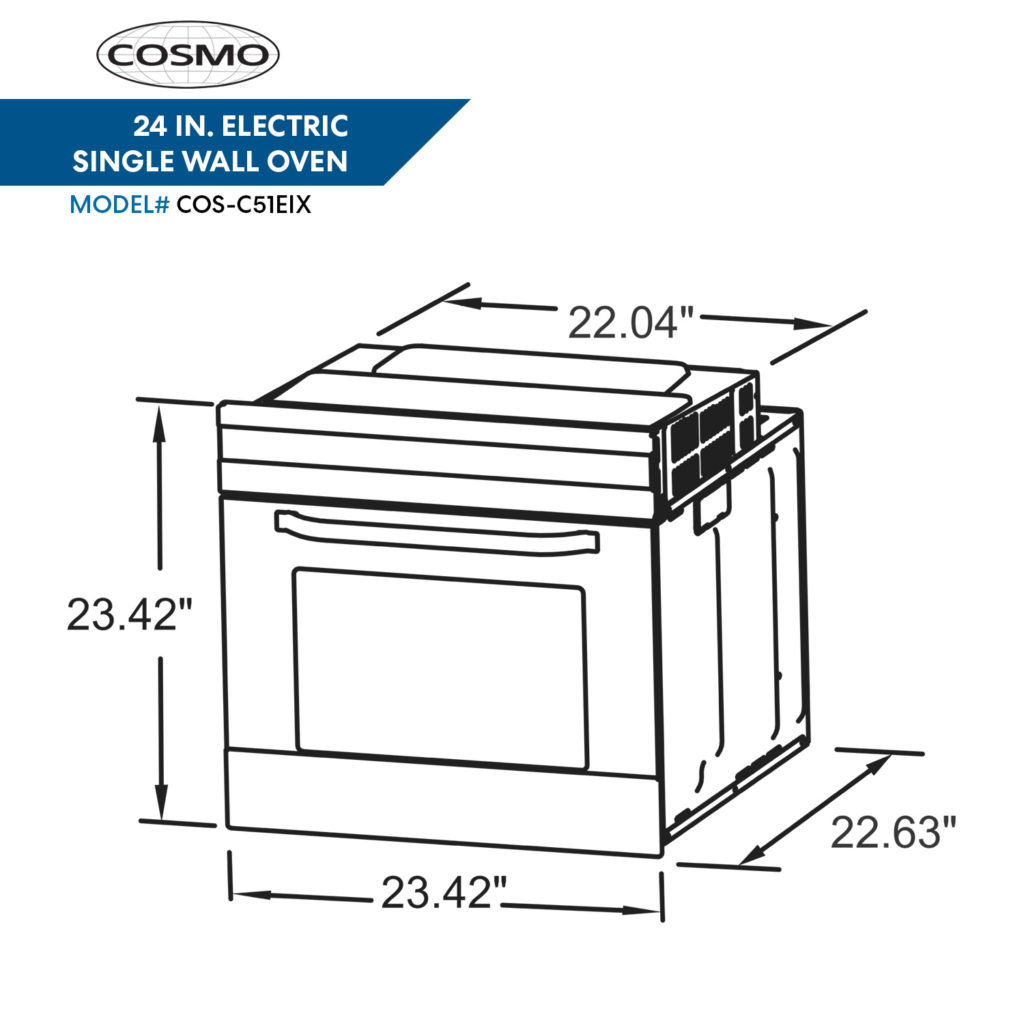 Cosmo 24 in. 2.5 cu. ft. Single Electric Wall Oven with Convection