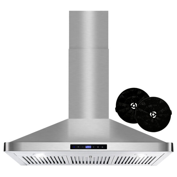 36 in. Ductless Wall Mount Range Hood with Soft Touch Digital Controls, Permanent Filters, LED Lights & Carbon Filter Kit (COS-63190S-DL)