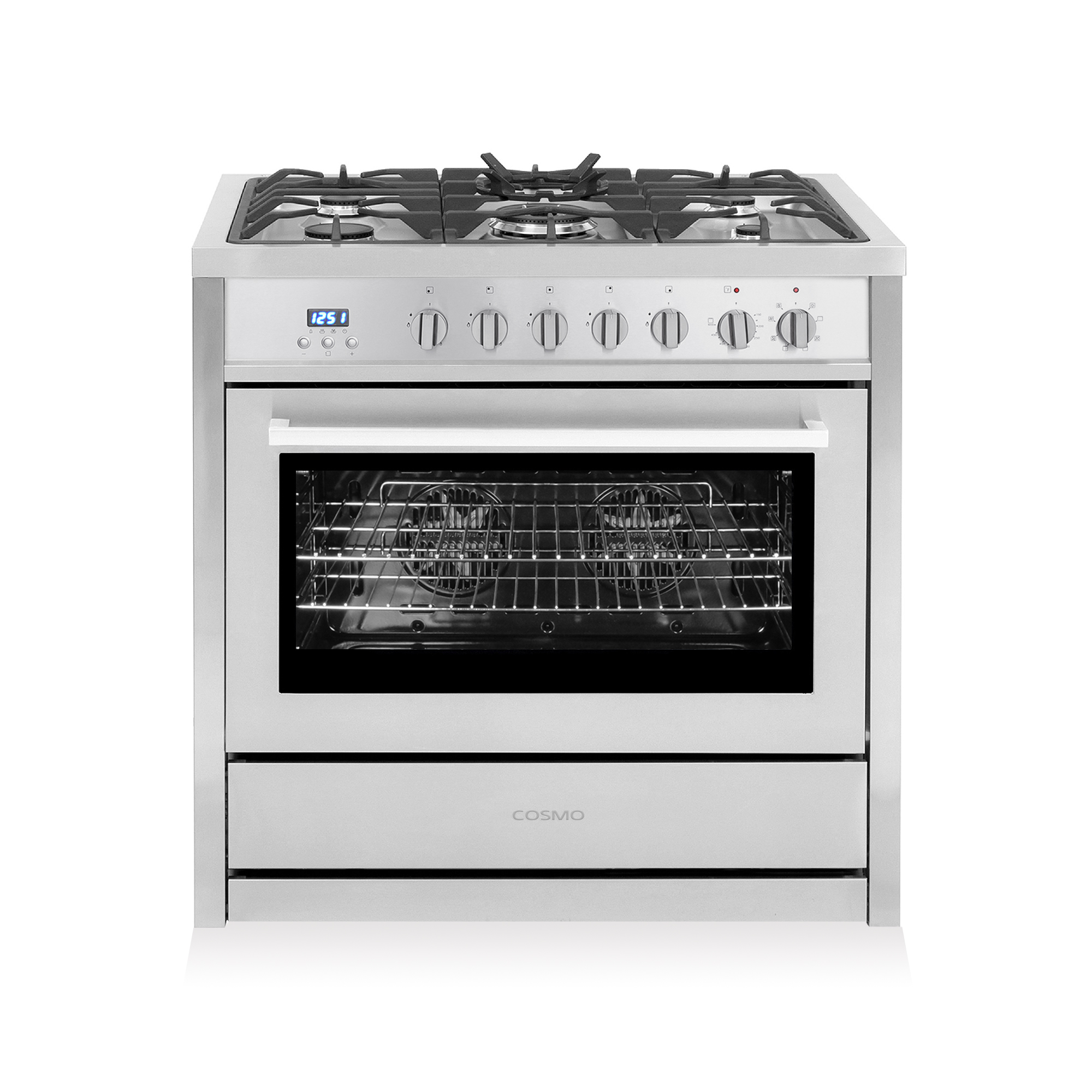 36 In 3 8 Cu Ft Stainless Steel Dual Fuel Range Professional Style Dual Fuel Range With 3 8 Cu Ft Electric Oven Turbo True European Convection 5 High Performance Gas Burners Cast Iron Grates