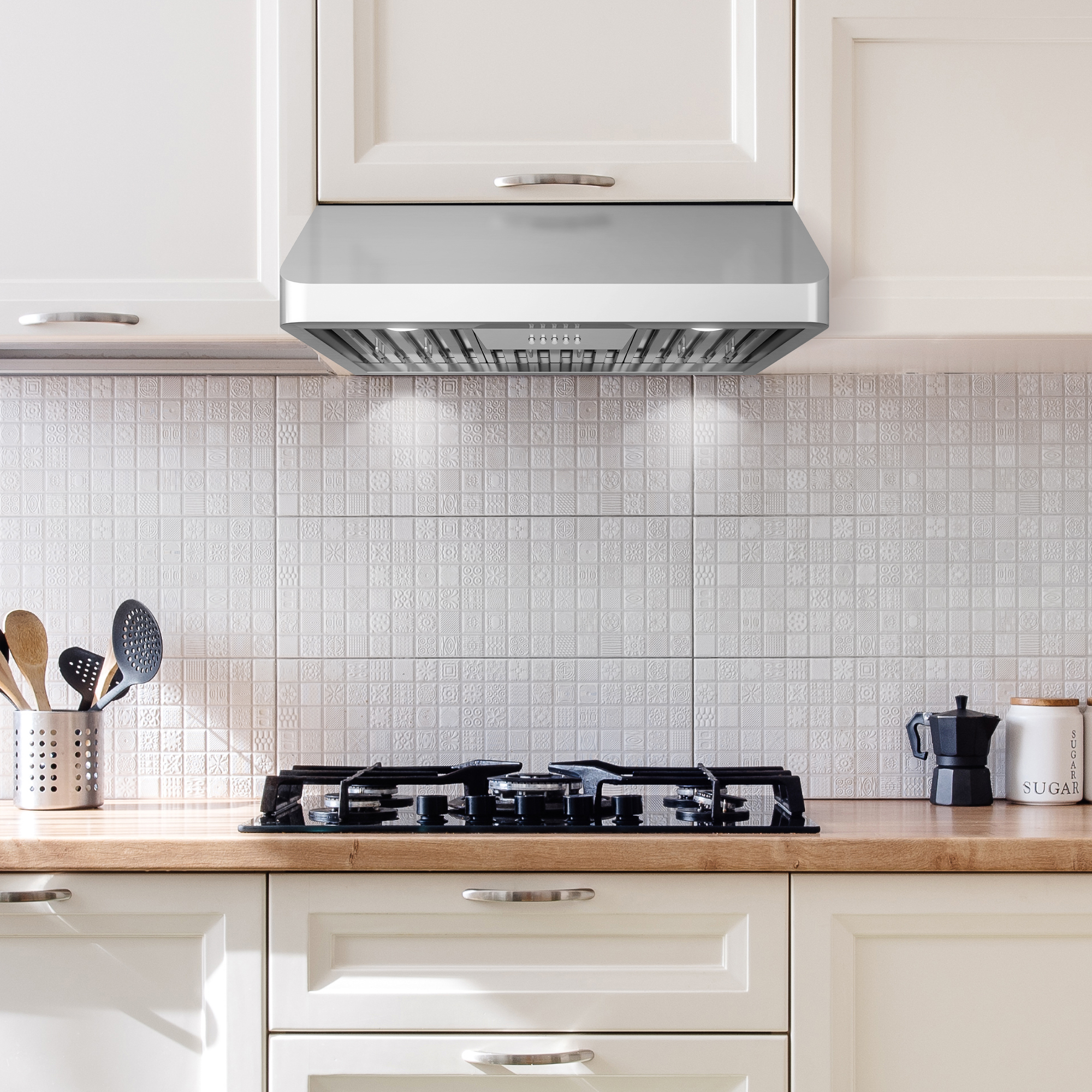 Cosmo 30 in. Ducted Range Hood in Stainless Steel with Touch Controls, LED Lighting and Permanent Filters, Silver