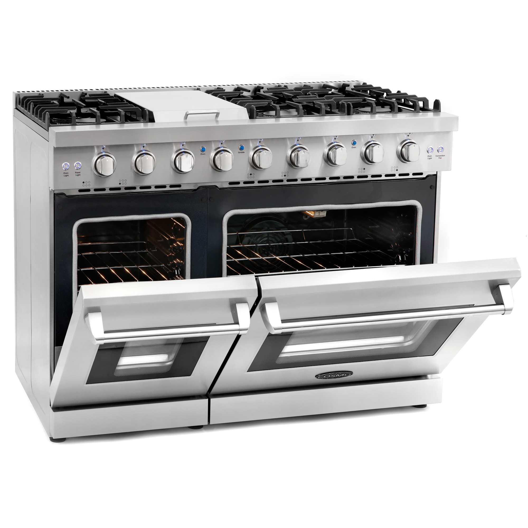 48 in. SlideIn Freestanding Double Oven Gas Range with 6 Italian Burners, Convection Oven