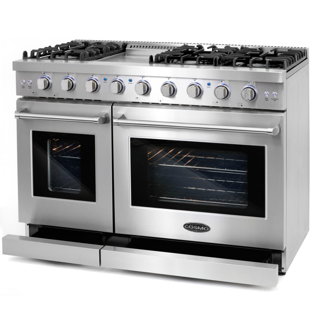 48 in. SlideIn Freestanding Double Oven Gas Range with 6 Italian