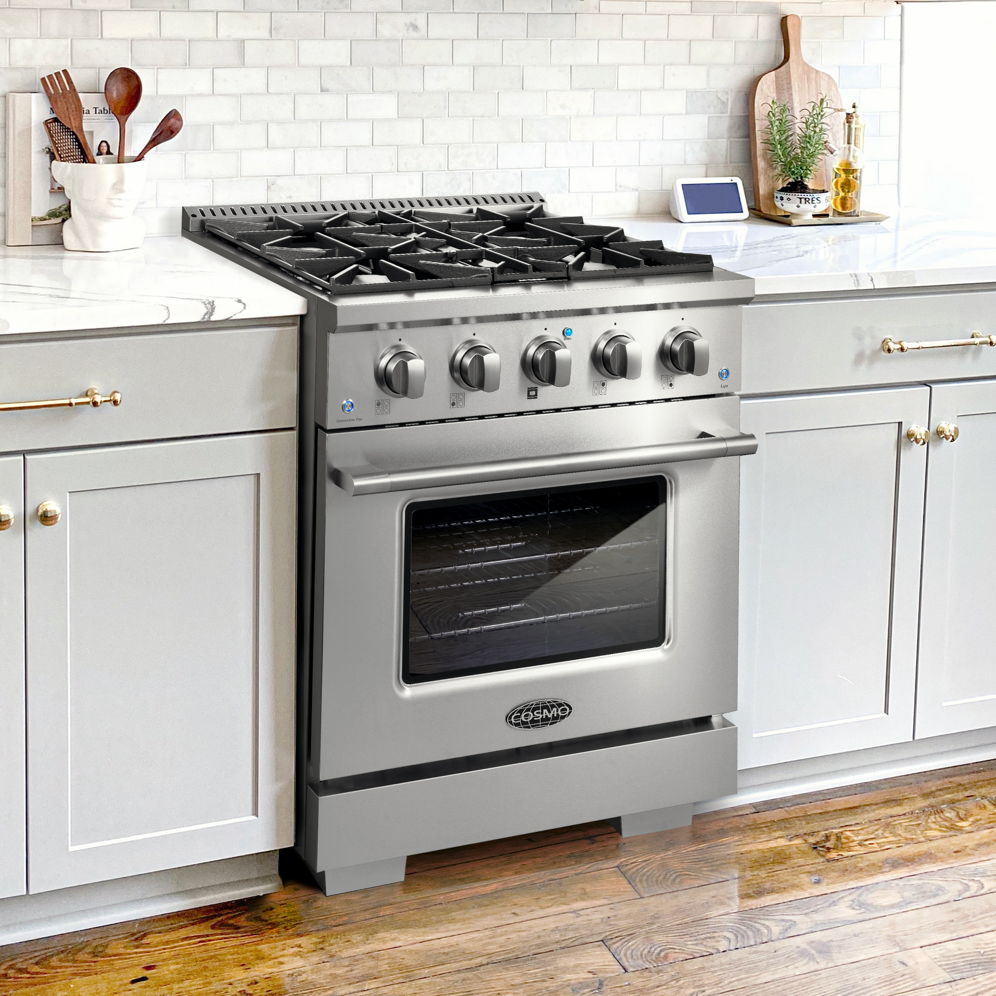 30 in. Slide-In Freestanding Gas Range with 4 Sealed Burner Cooktop,  Convection Oven (COS-GRP304)