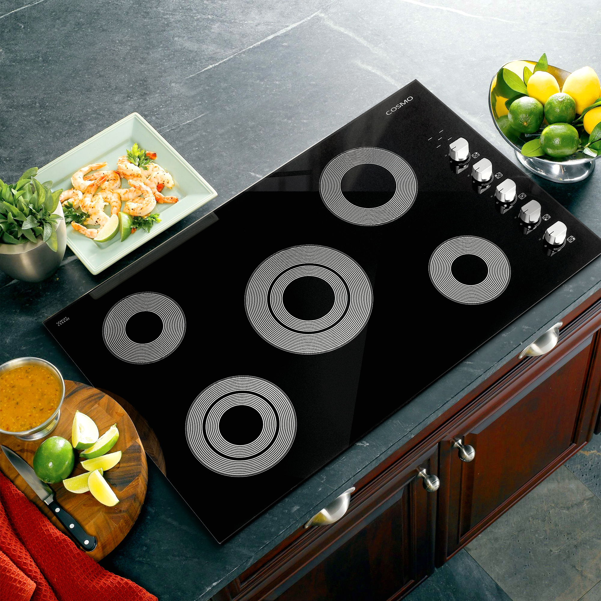 Cosmo 36 in. Gas Cooktop in Stainless Steel with 6 Italian Made