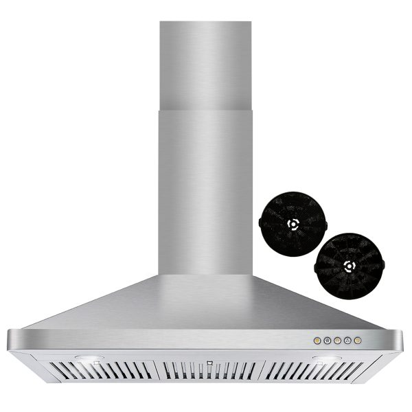 36 in. Ductless Wall Mount Range Hood with Push Button Controls, Permanent Filters, LED Lights & Carbon Filter Kit (COS-63190-DL)