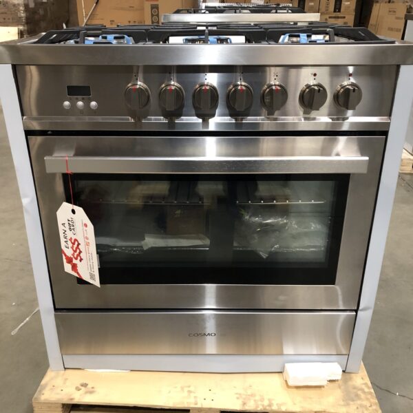 Open Box 36 in. 220/240V Dual Fuel Range with 5 Gas Burners, Electric Convection Oven, 3.8 cu. ft. Capacity in Stainless Steel