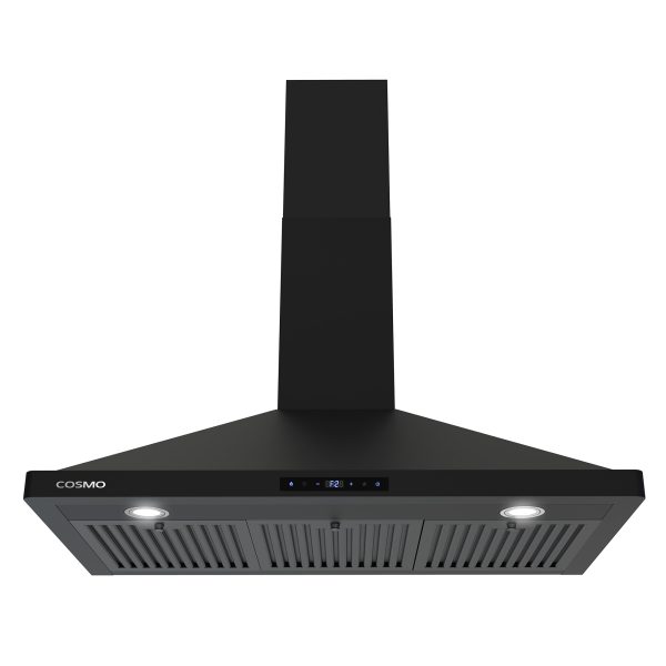 36 in. Ducted Wall Mount Range Hood with Soft Touch Digital Controls, Permanent Filters, and LED Lights in Matte Black (COS-63190S-BK)