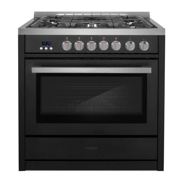 36 in. 3.8 cu. ft. Gas Range with Oven and 5 Burner Cooktop with Heavy Duty Cast Iron Grates in Matte Black & Stainless Steel (COS-965AGC-BKS)