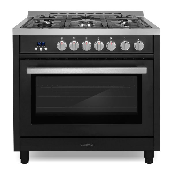 36 in. 3.8 cu. ft. Gas Range with Oven and 5 Burner Cooktop with Heavy Duty Cast Iron Grates in Matte Black & Stainless Steel (COS-965AGFC-BKS)