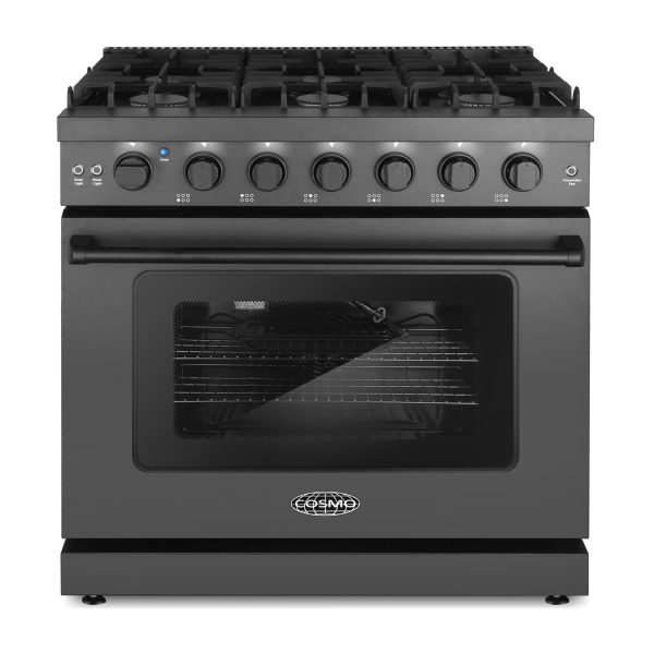 36 in. Slide-In Freestanding Gas Range with 6 Sealed Burner Cooktop and Convection Oven in Matte Black (COS-EPGR366-BK)