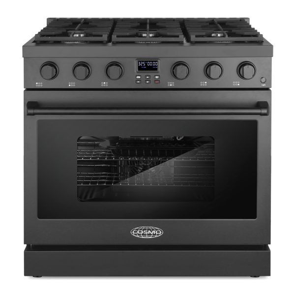 36 in. Slide-In Freestanding Gas Range with 6 Sealed Burners, Convection Oven in Matte Black (COS-GRC366KB-BK)