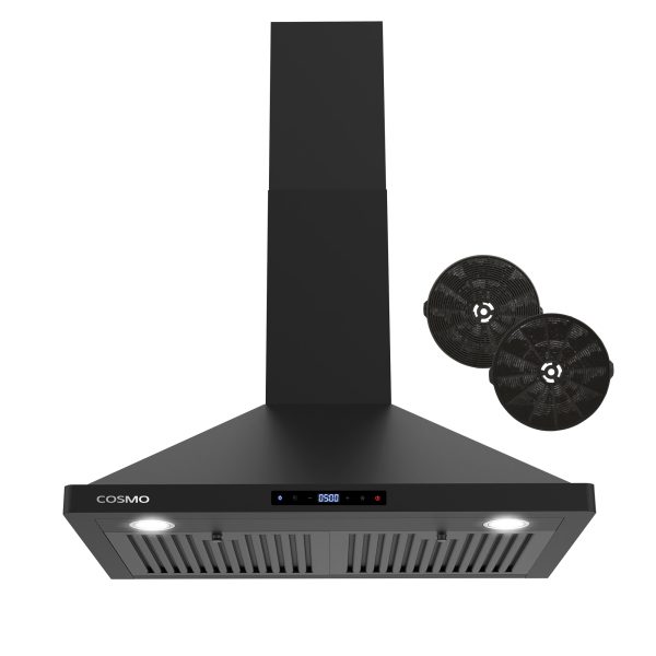 30 in. Vista Collection 380 CFM Ductless Wall Mount Range Hood, Touch Controls, LED Lights, Matte Black (COS-63175S-BK-DL)