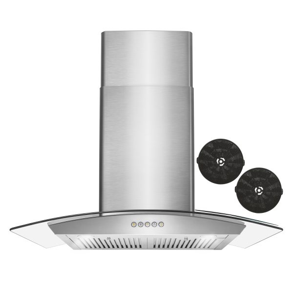 30 in. Vista Collection 380 CFM Ductless Wall Mount Range Hood, Button Controls, LED Lights, Stainless Steel (COS-668WRC75-DL)