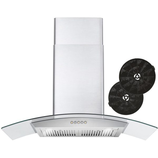 36 in. Vista Collection 380 CFM Ductless Wall Mount Range Hood, Button Controls, LED Lights, Stainless Steel (668WRC90-DL)