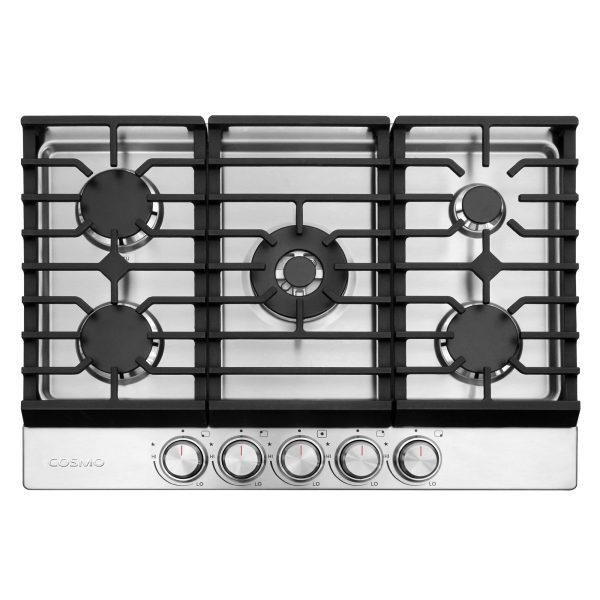 30 in. Haven Collection Drop-in Gas Cooktop with 5 Sealed Burners, Cast Iron Grates in Stainless Steel (COS-CTGH305SS)