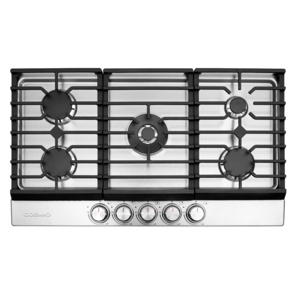 36 in. Haven Collection Drop-in Gas Cooktop with 5 Sealed Burners, Cast Iron Grates in Stainless Steel (COS-CTGH365SS)