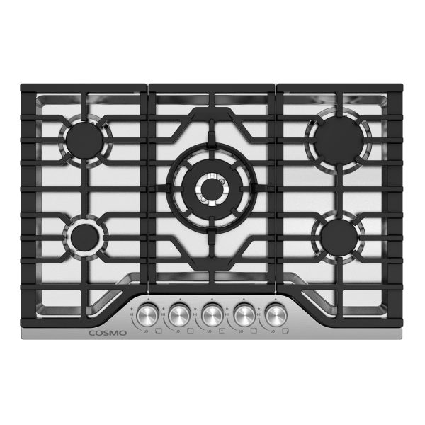 30 in. Vista Collection Drop-in Gas Cooktop with 5 Burners, Metal Knobs, Cast Iron Grates in Stainless Steel (COS-CTGV305SS)