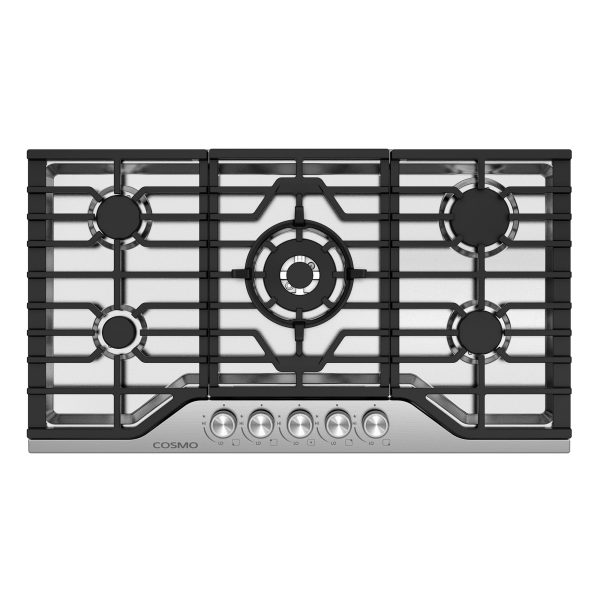 36 in. Haven Collection Drop-in Gas Cooktop with 5 Sealed Burners, Cast Iron Grates in Stainless Steel (COS-CTGH365SS)